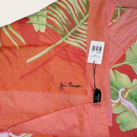 Jim Thompson Womens Wrap Washable Cotton‎ Scarf Orange Floral Design PareoThai - Picture 1 of 6
